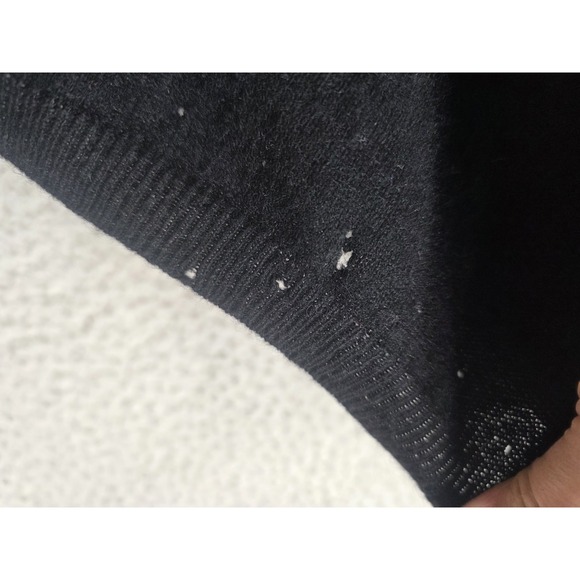 Liz Claiborne Cardigan Sweater 100 Cashmere 2-Ply Ws L Solid Blk Perforated READ - Picture 8 of 12